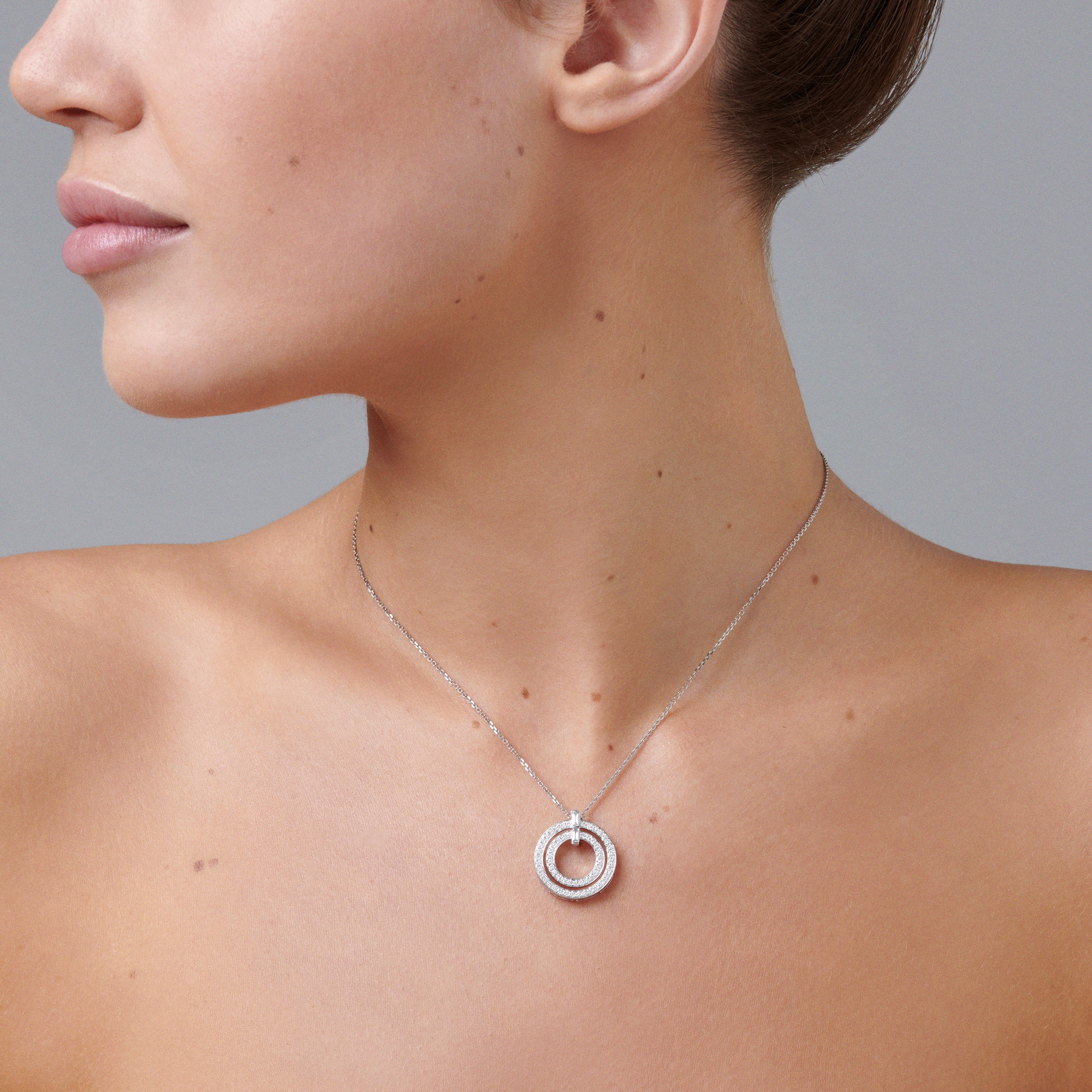 Lighthouse® Double Diamond Pendant Necklace | White Gold - Image 2