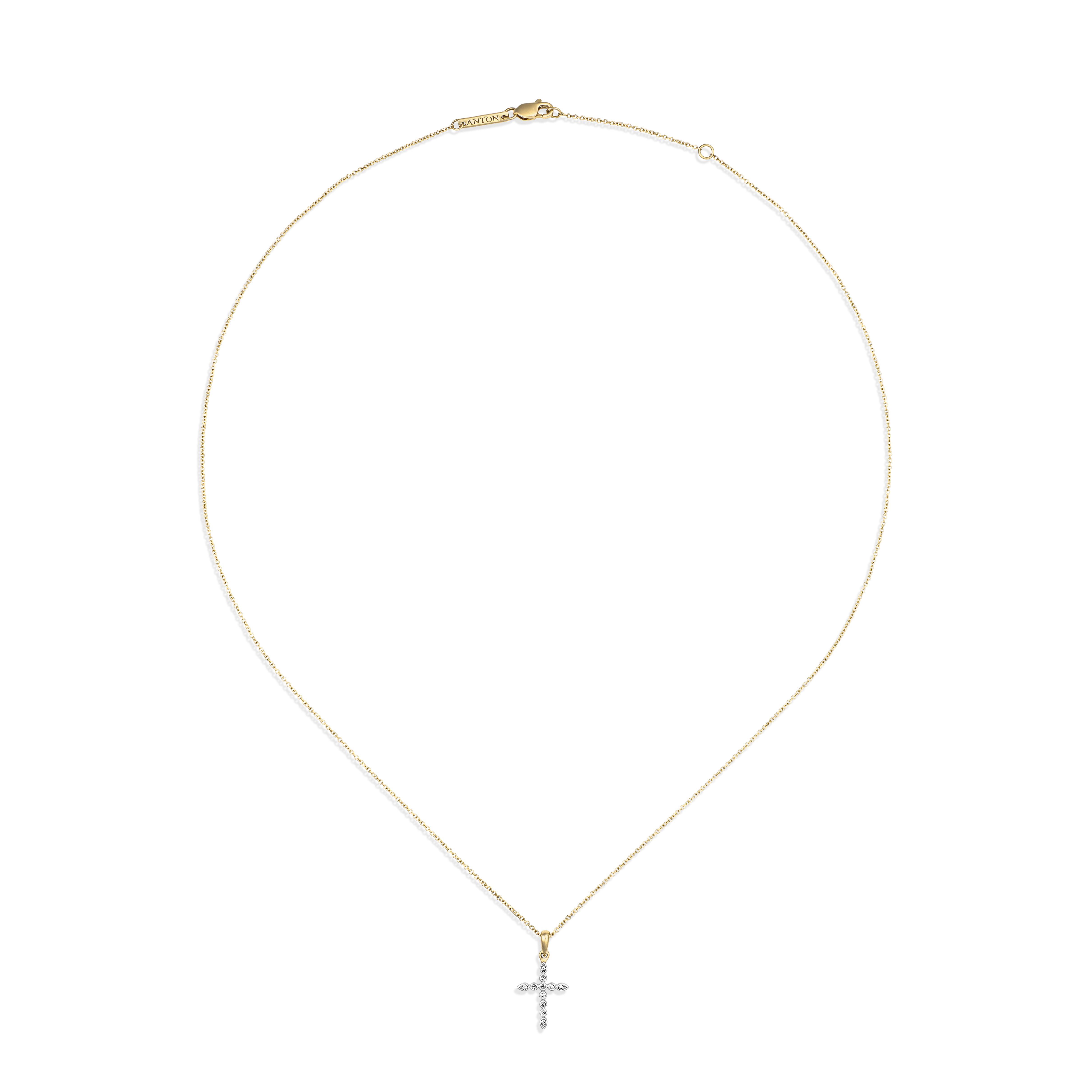 Little Rocks® Verity Diamond Cross Necklace | 18K Yellow and White Gold - Image 2