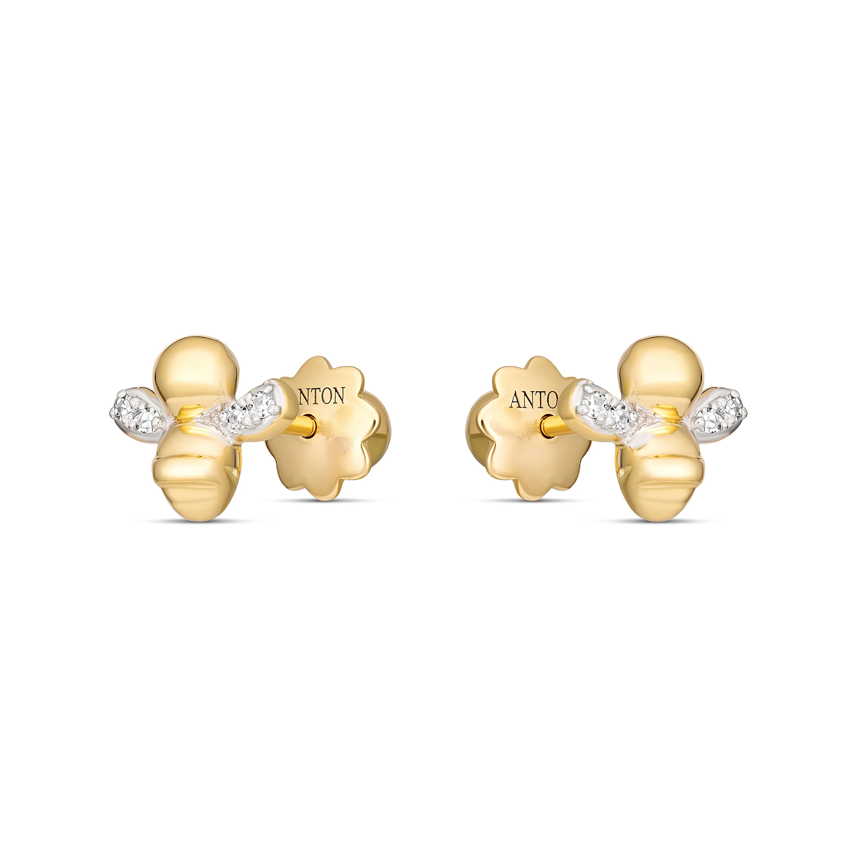 Little Rocks® Bee Stud Earrings | 18K Yellow Gold - Image 2