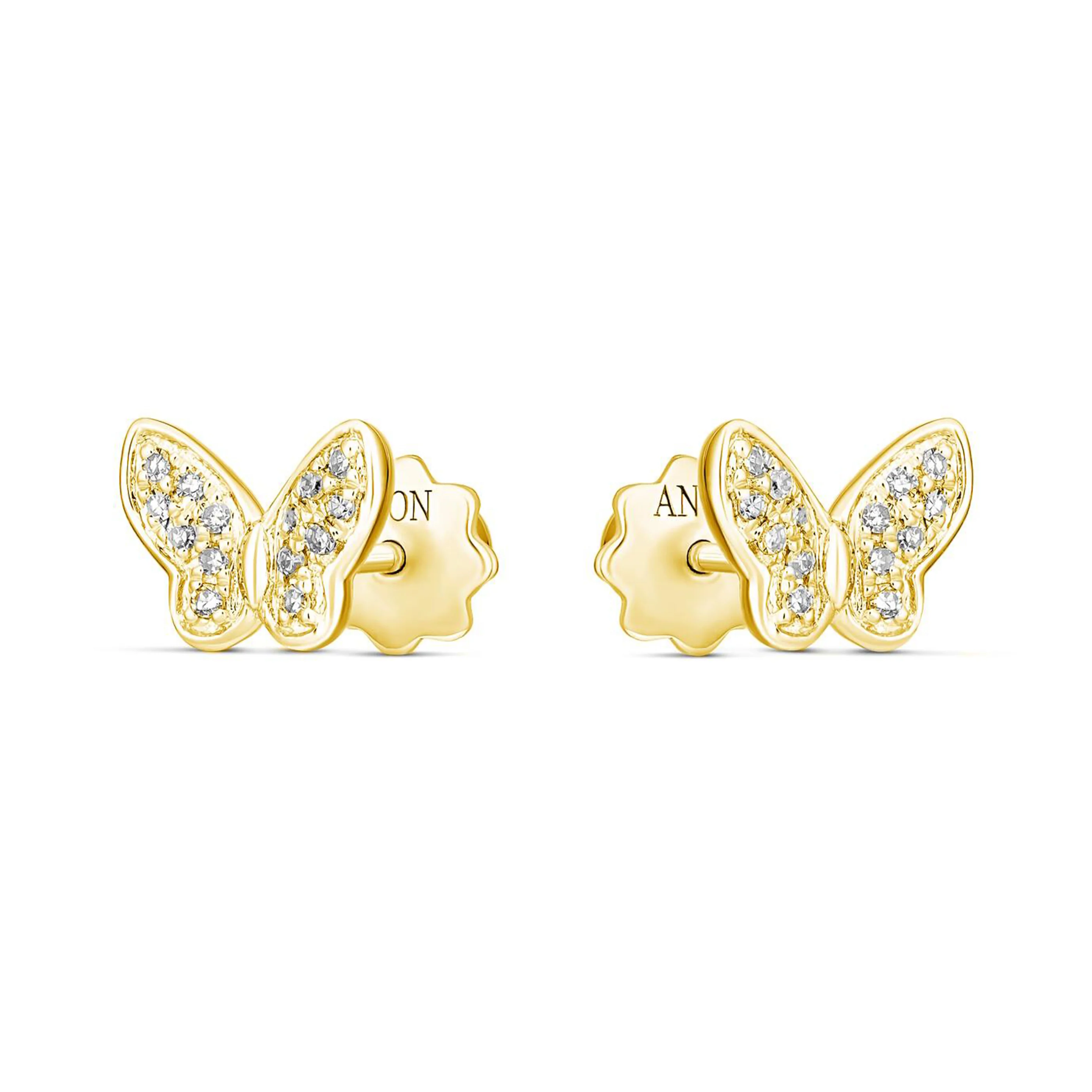 Little Rocks® Butterfly Diamond Stud Earrings | 18K Yellow Gold - Image 2