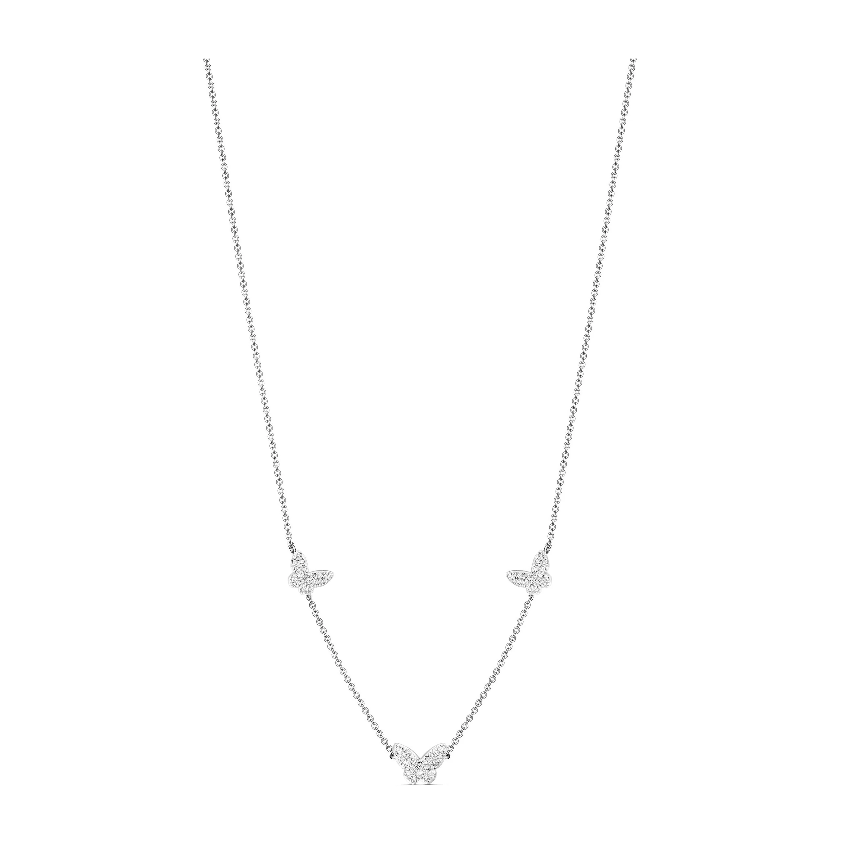 Little Rocks® Butterfly Trio Necklace | 18K White Gold