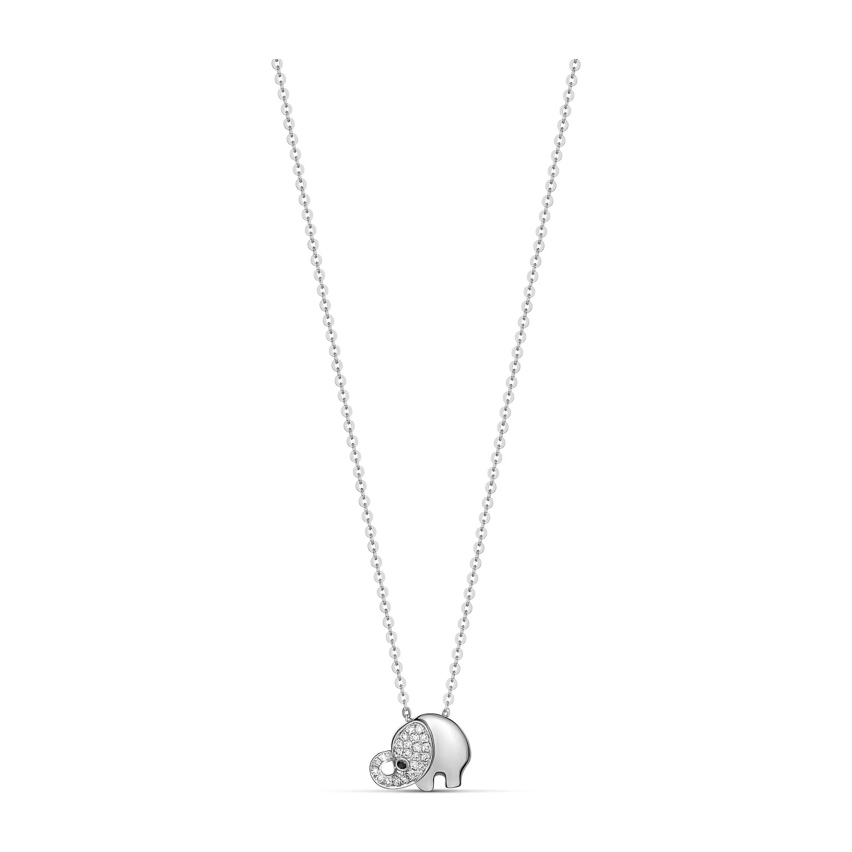 Little Rocks® Elephant Pendant Necklace | 18K White Gold