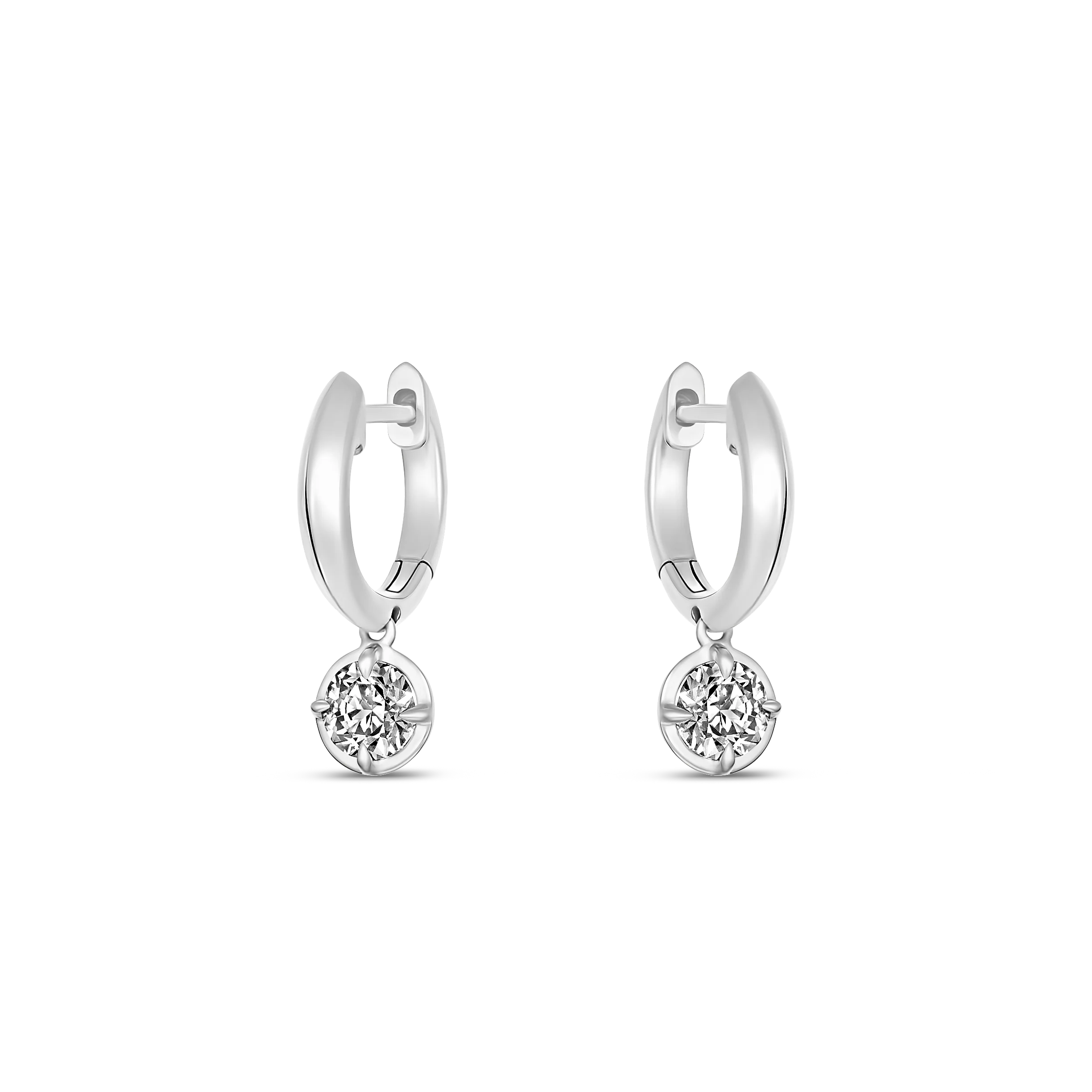 Luminous Natural Diamond Drop Huggie Earring Small | 18K White Gold - Image 2