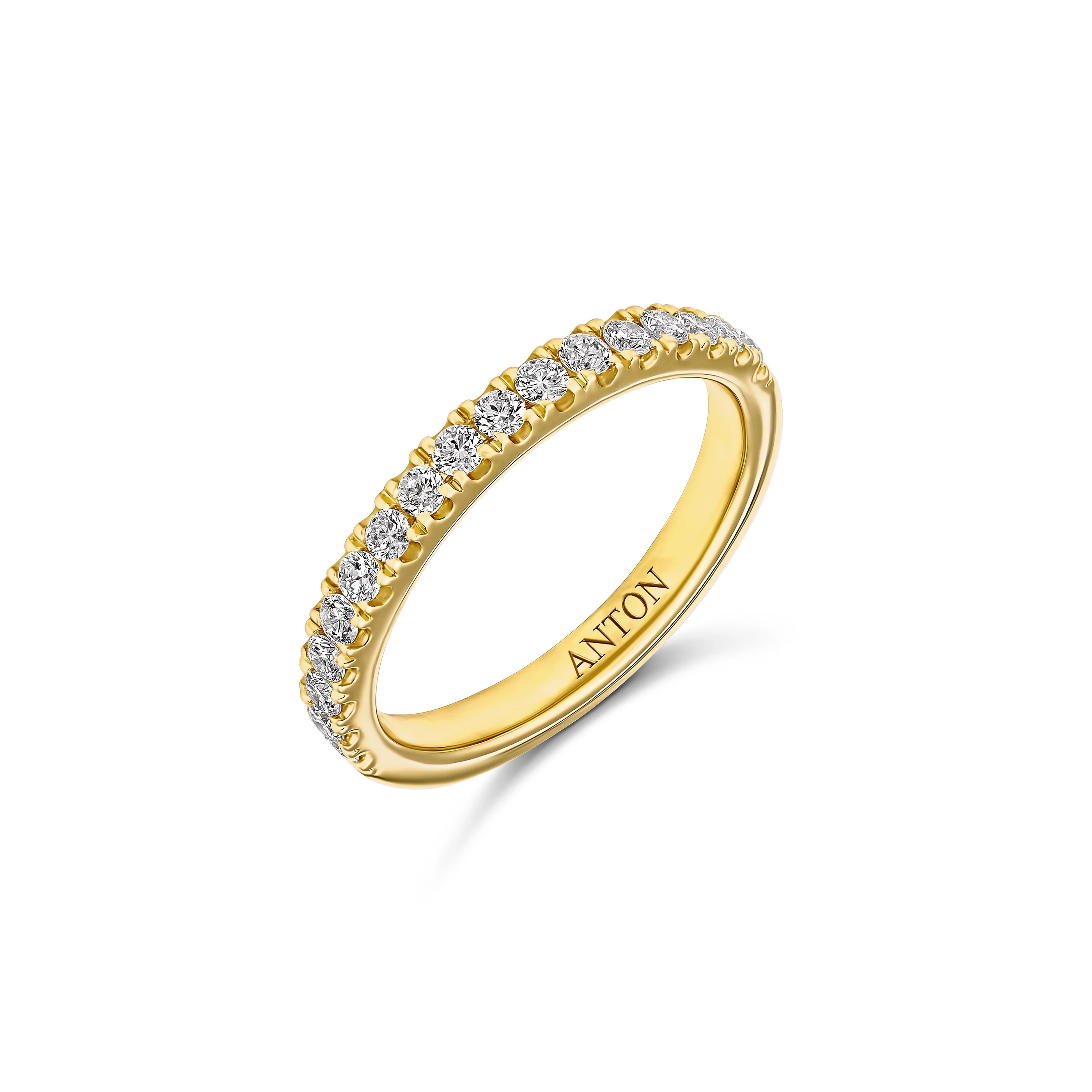 Lux Round Brilliant Cut Diamond Wedding Band | 18K Yellow Gold - Image 2