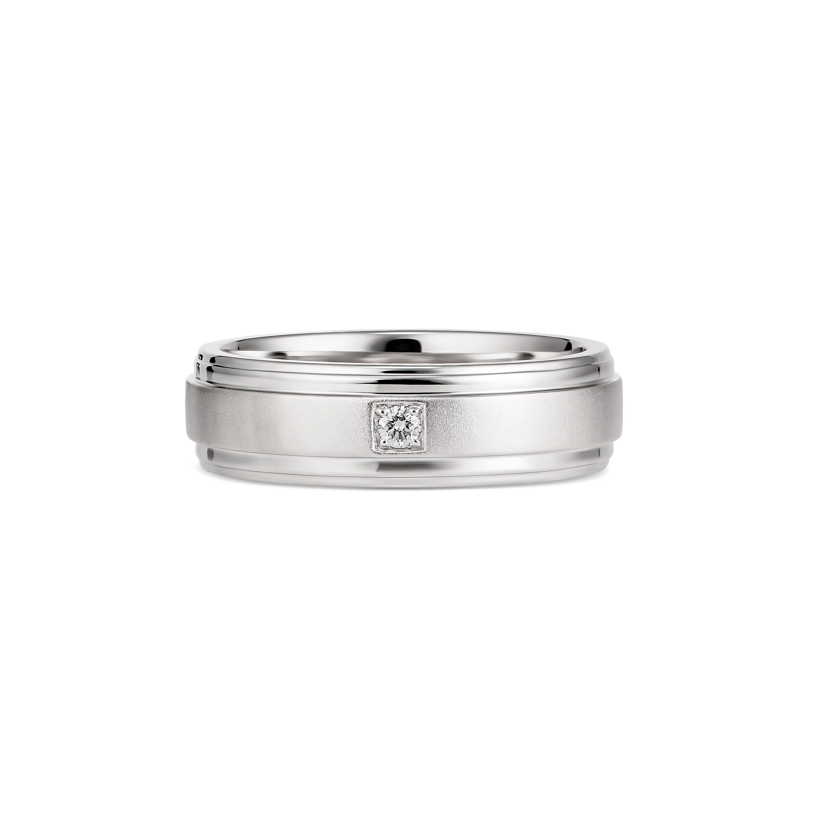 Men's Single Diamond Wedding Band | White Gold