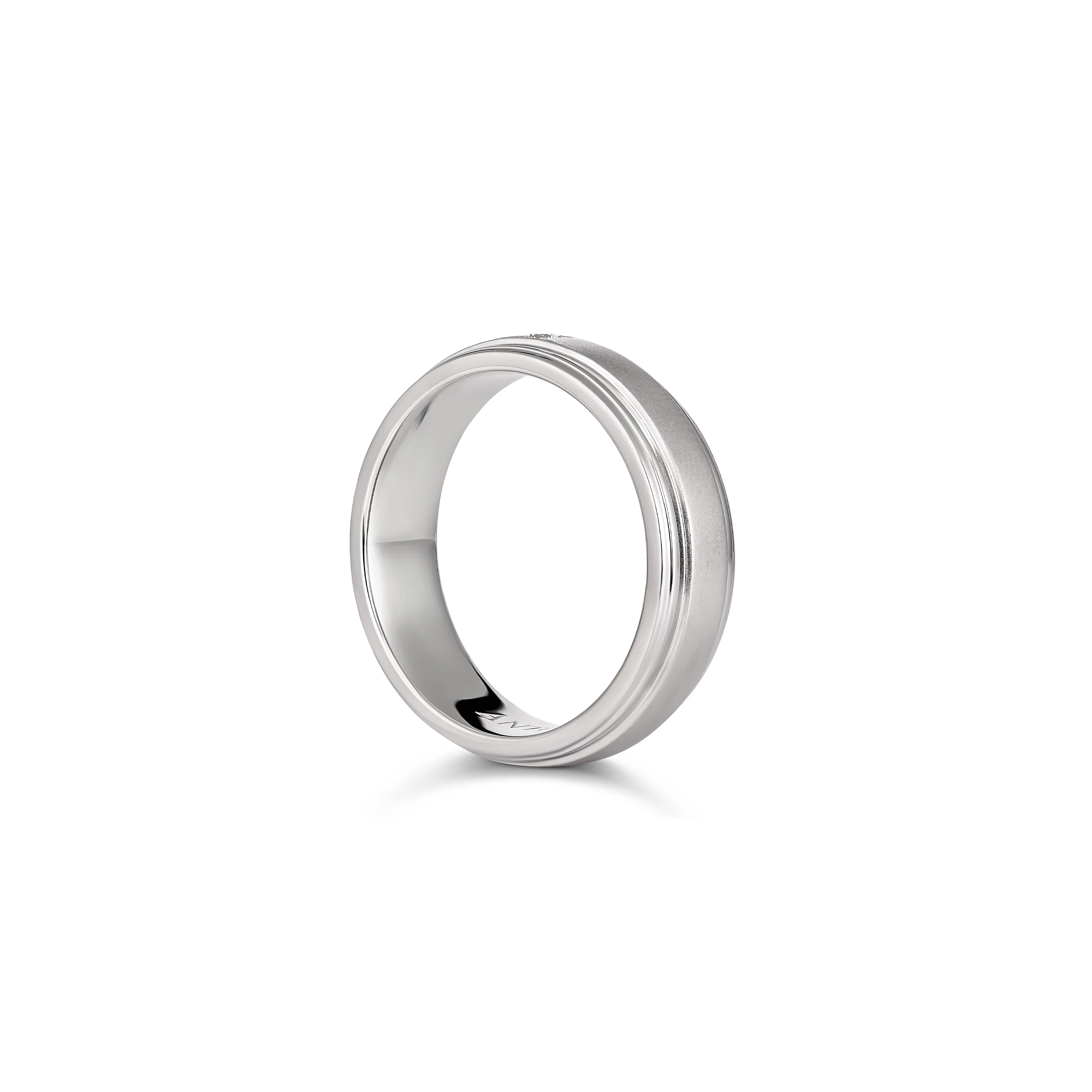 Men's Single Diamond Wedding Band | White Gold - Image 2