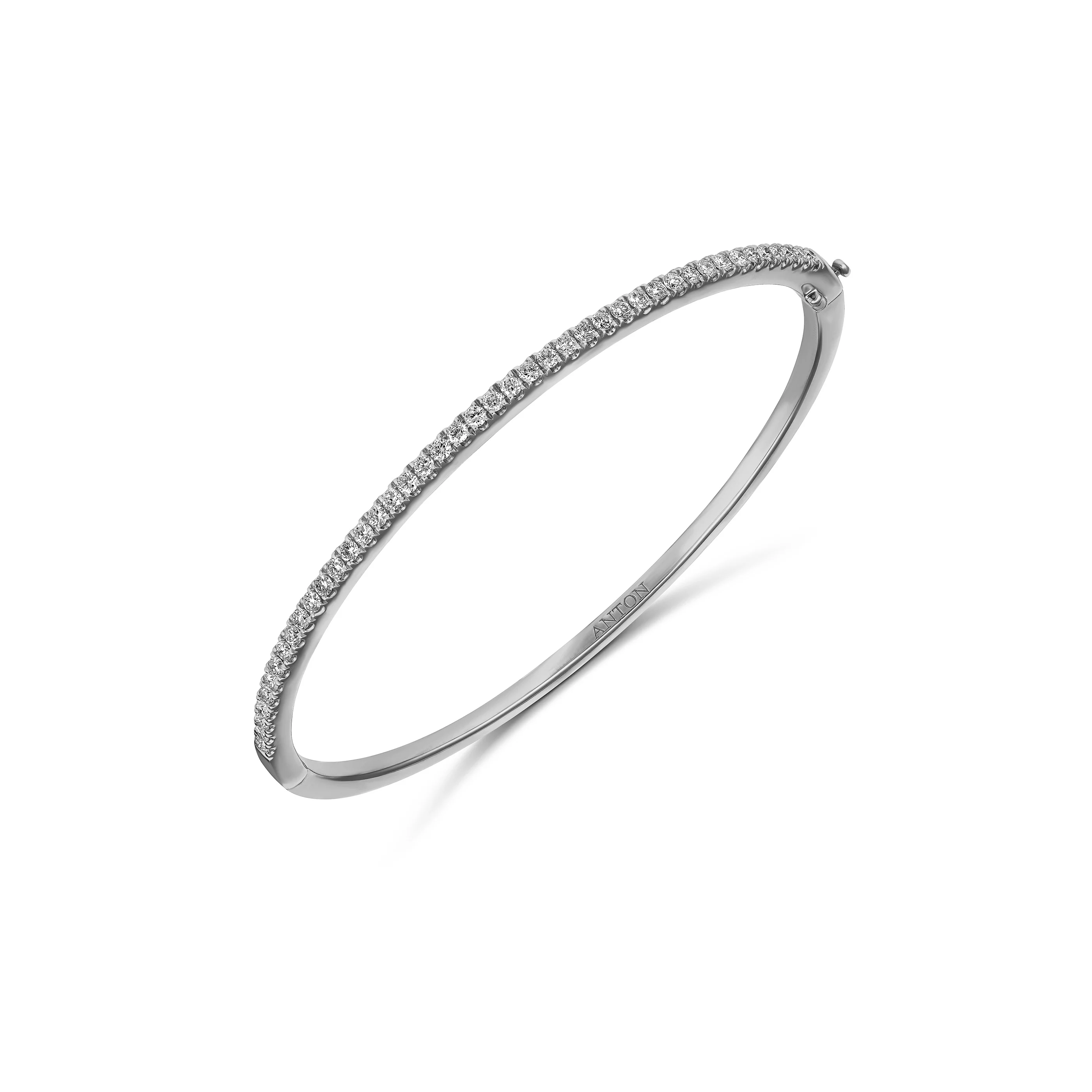 Promotional Finds Half Eternity Round Brilliant Cut Microclaw Diamond Bangle | 18K White Gold - Image 4