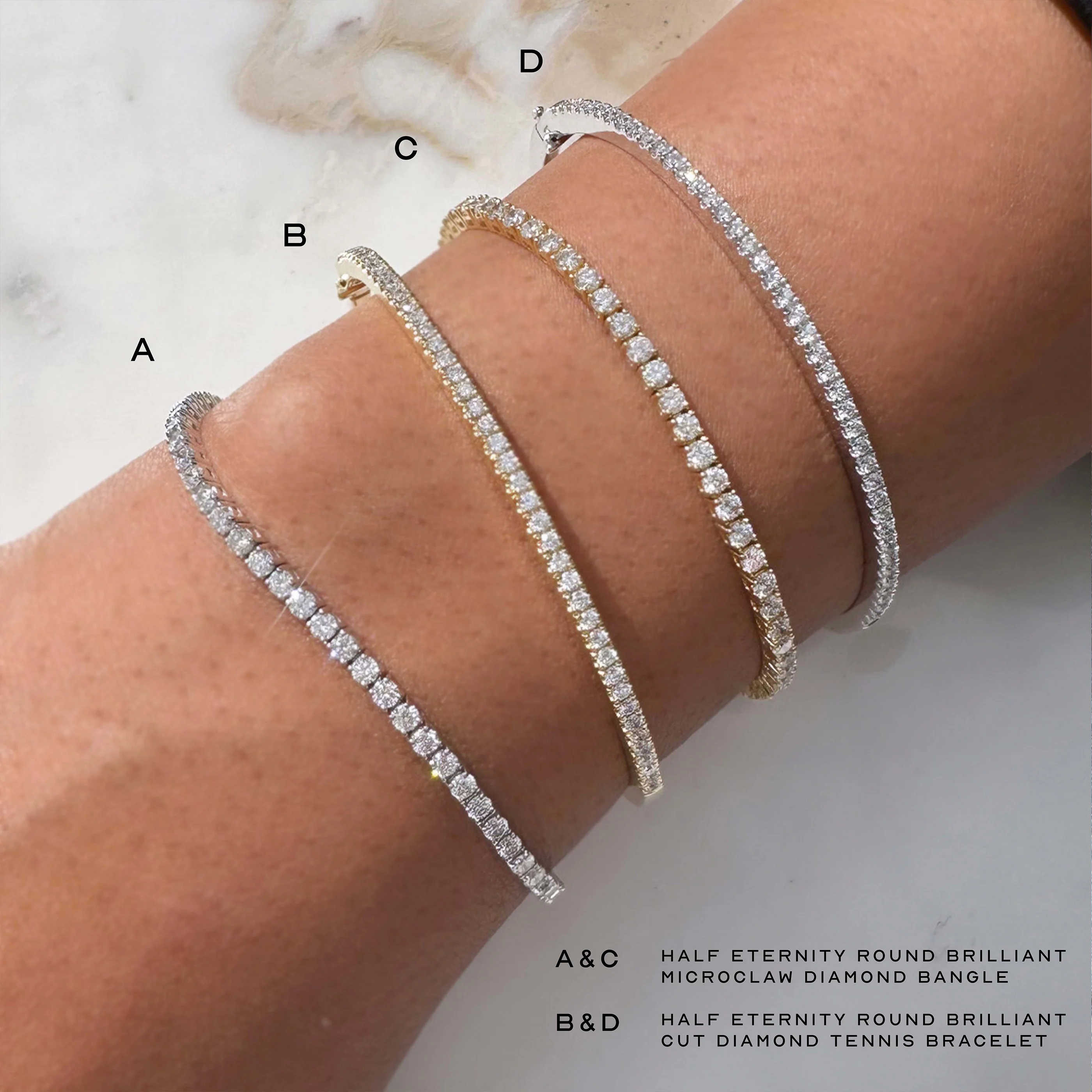 Promotional Finds Half Eternity Round Brilliant Cut Microclaw Diamond Bangle | 18K White Gold - Image 5