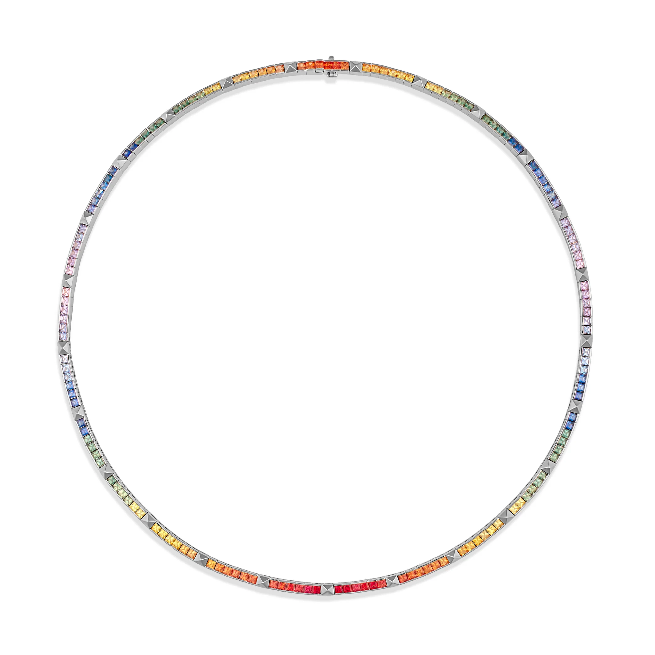 R.08® Une Rainbow Sapphire Necklace | 18K White Gold