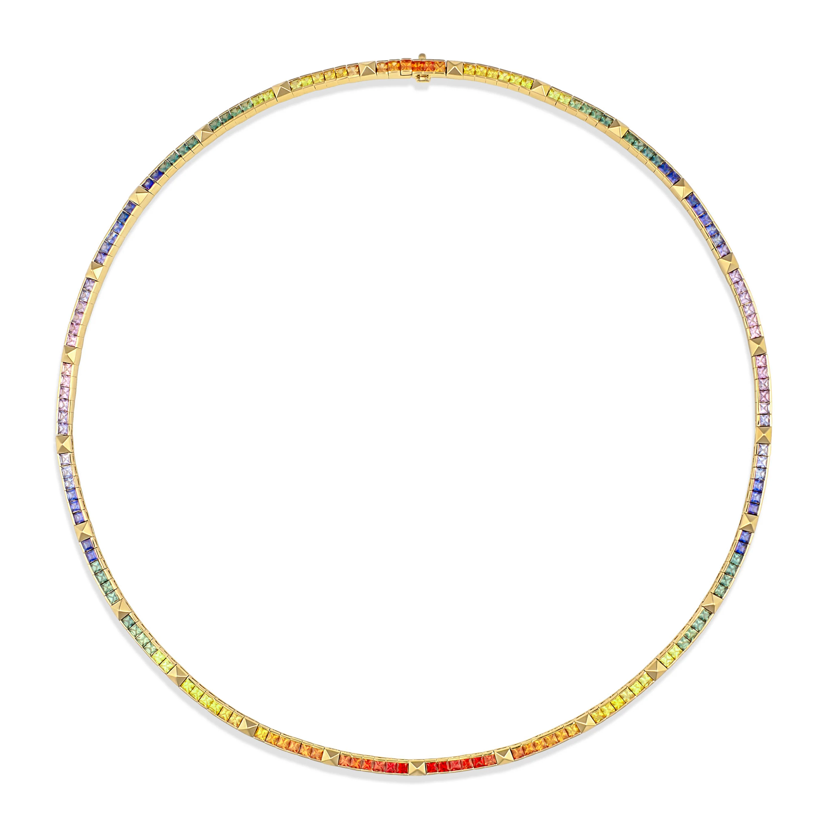 R.08® Une Rainbow Sapphire Necklace | 18K White Gold - Image 3