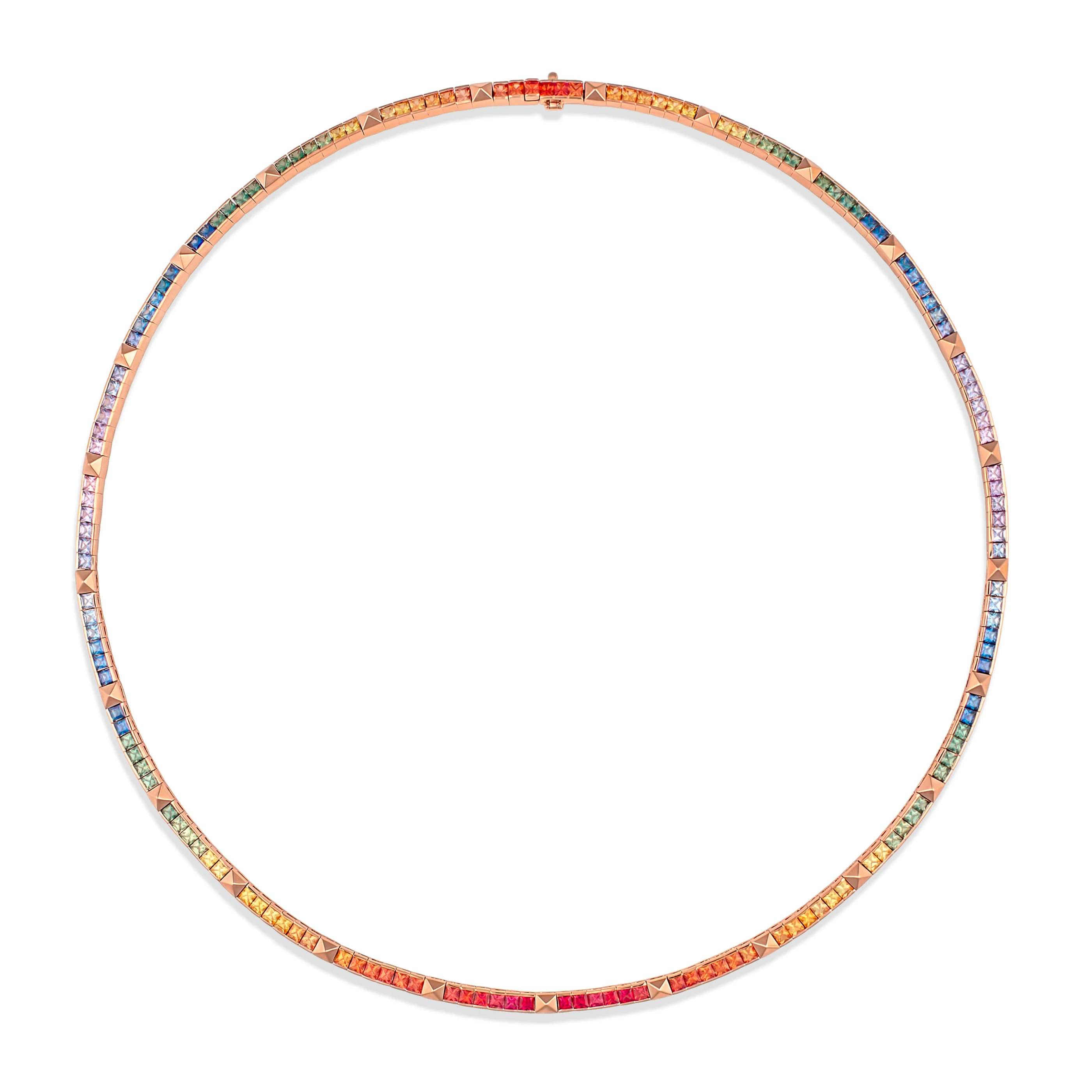 R.08® Une Rainbow Sapphire Necklace | 18K White Gold - Image 5