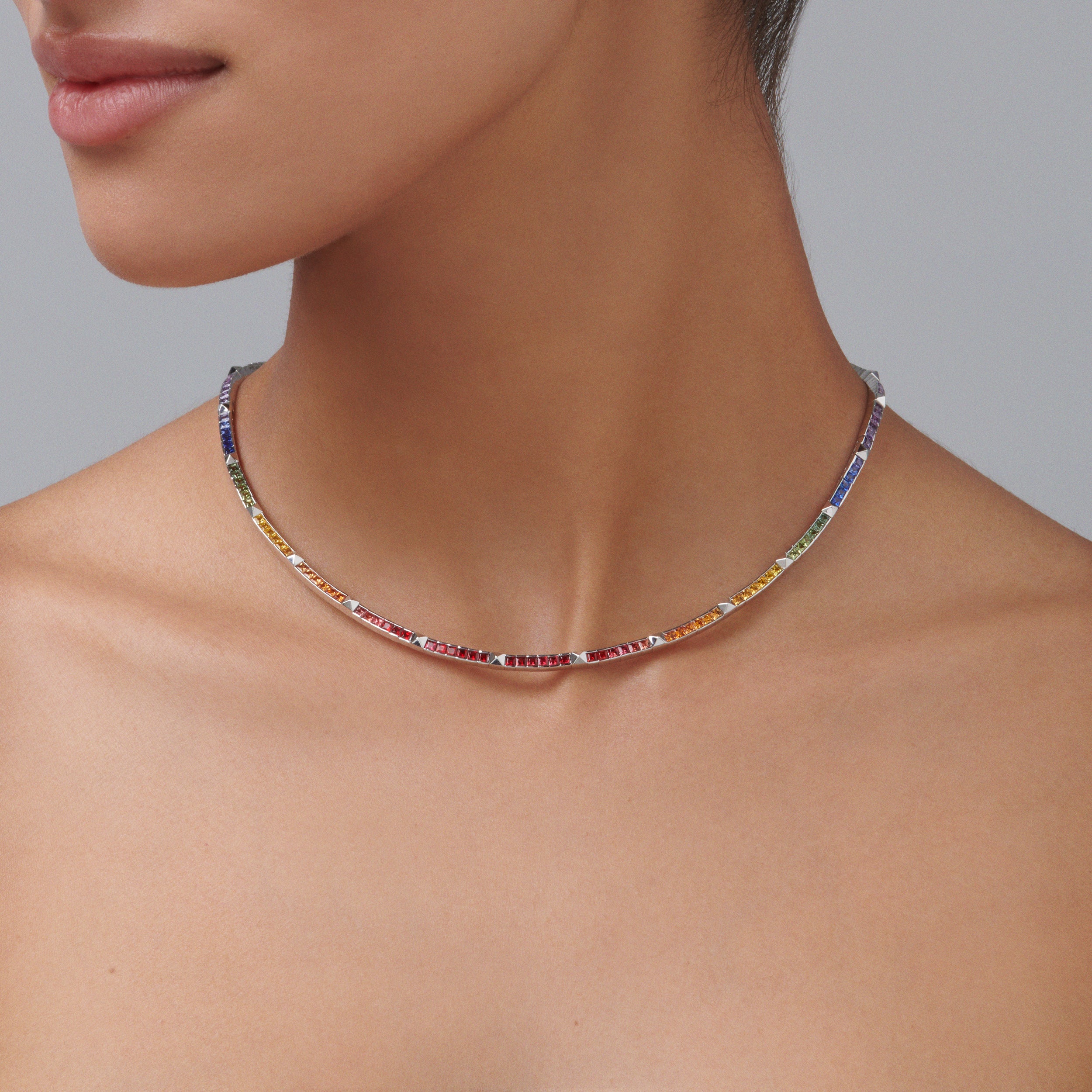 R.08® Une Rainbow Sapphire Necklace | Rose Gold - Image 6