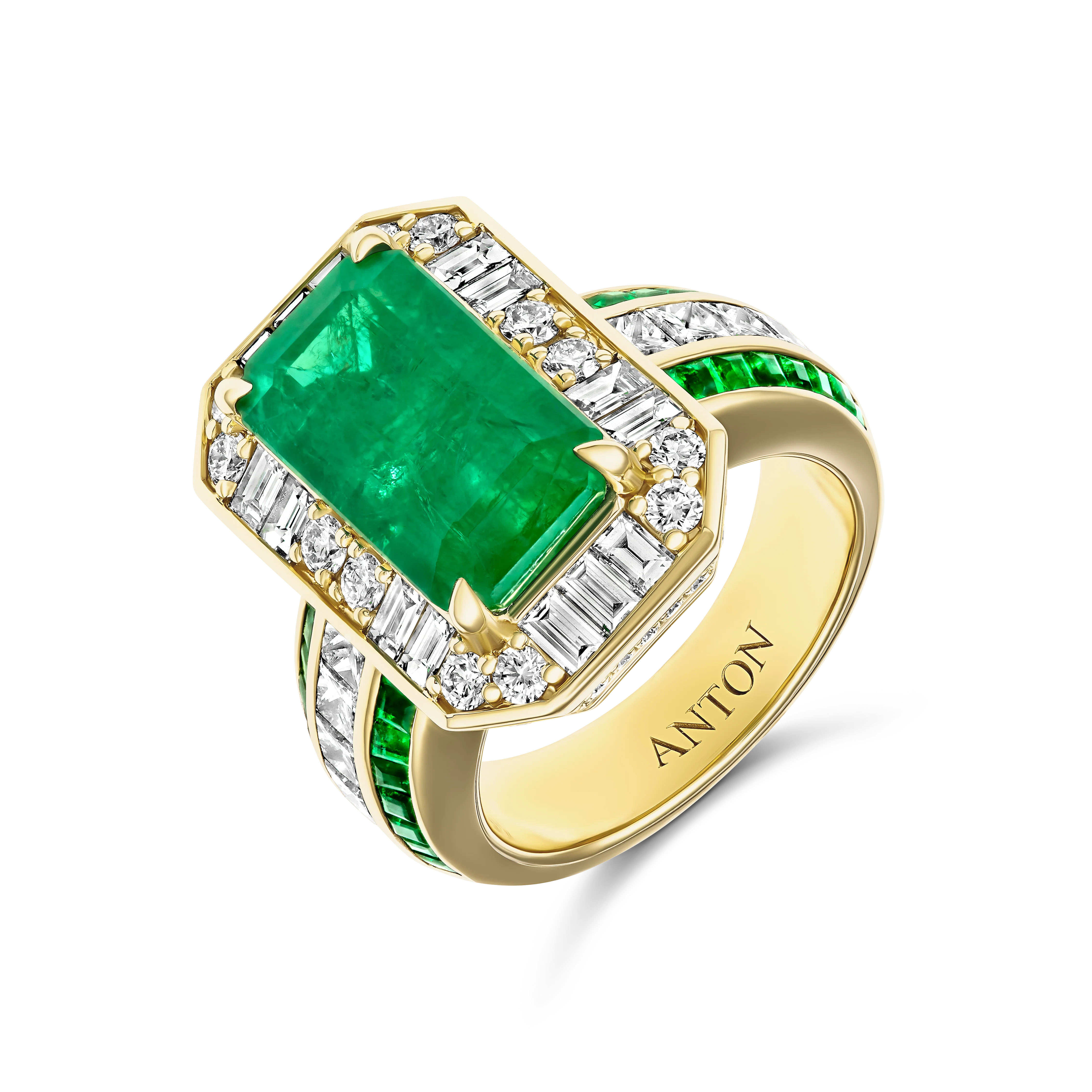 Regal Collection® Natural Emerald and Diamond Ring | 18K Yellow Gold - Image 3