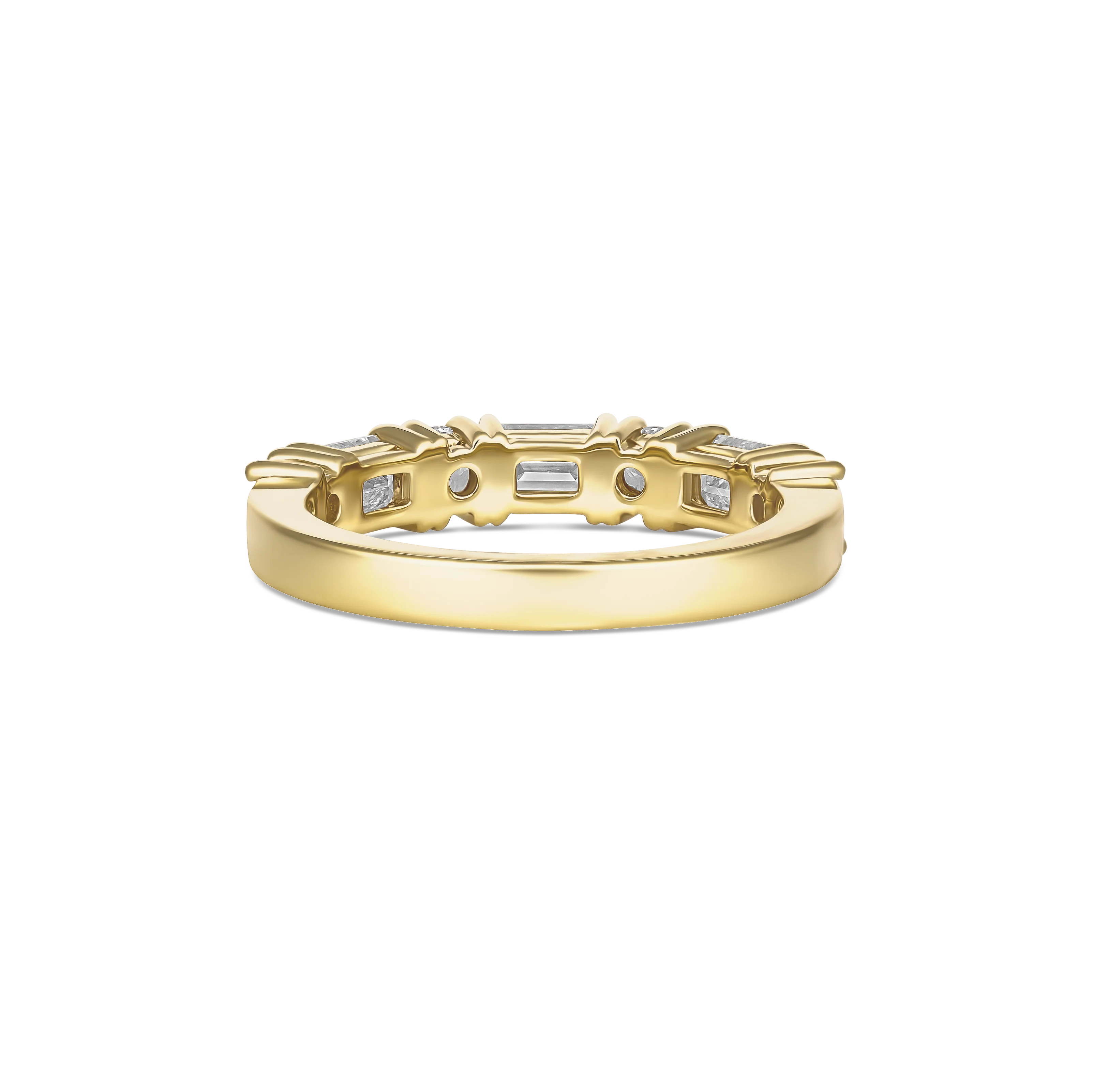 Riviera Emerald and Round cut Diamond Ring | 18k Yellow Gold - Image 3
