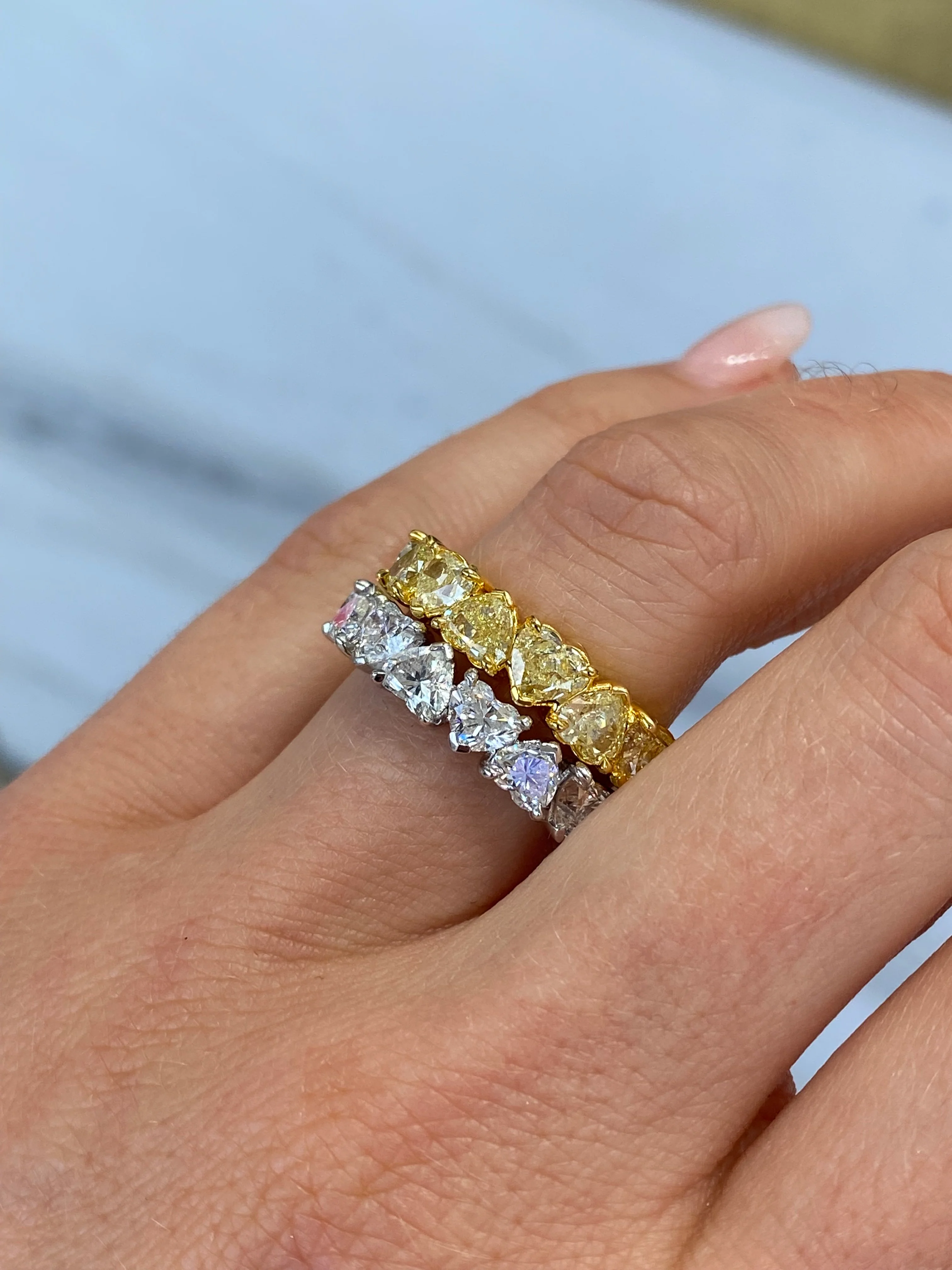 Riviera Heart Shaped Diamond Eternity Band | White Gold - Image 2