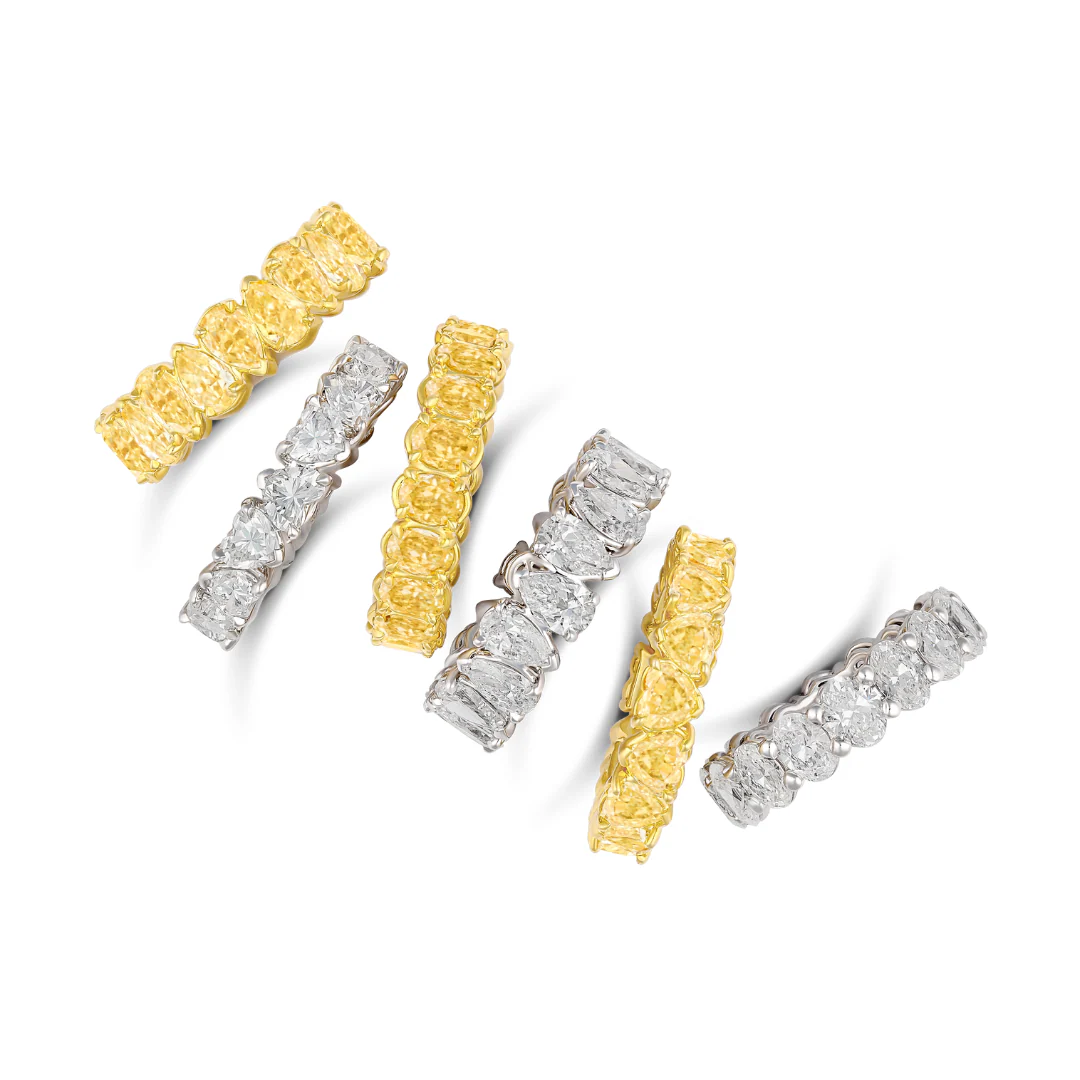 Riviera Heart Shaped Fancy Yellow Diamond Eternity Ring | 18K Yellow Gold - Image 5