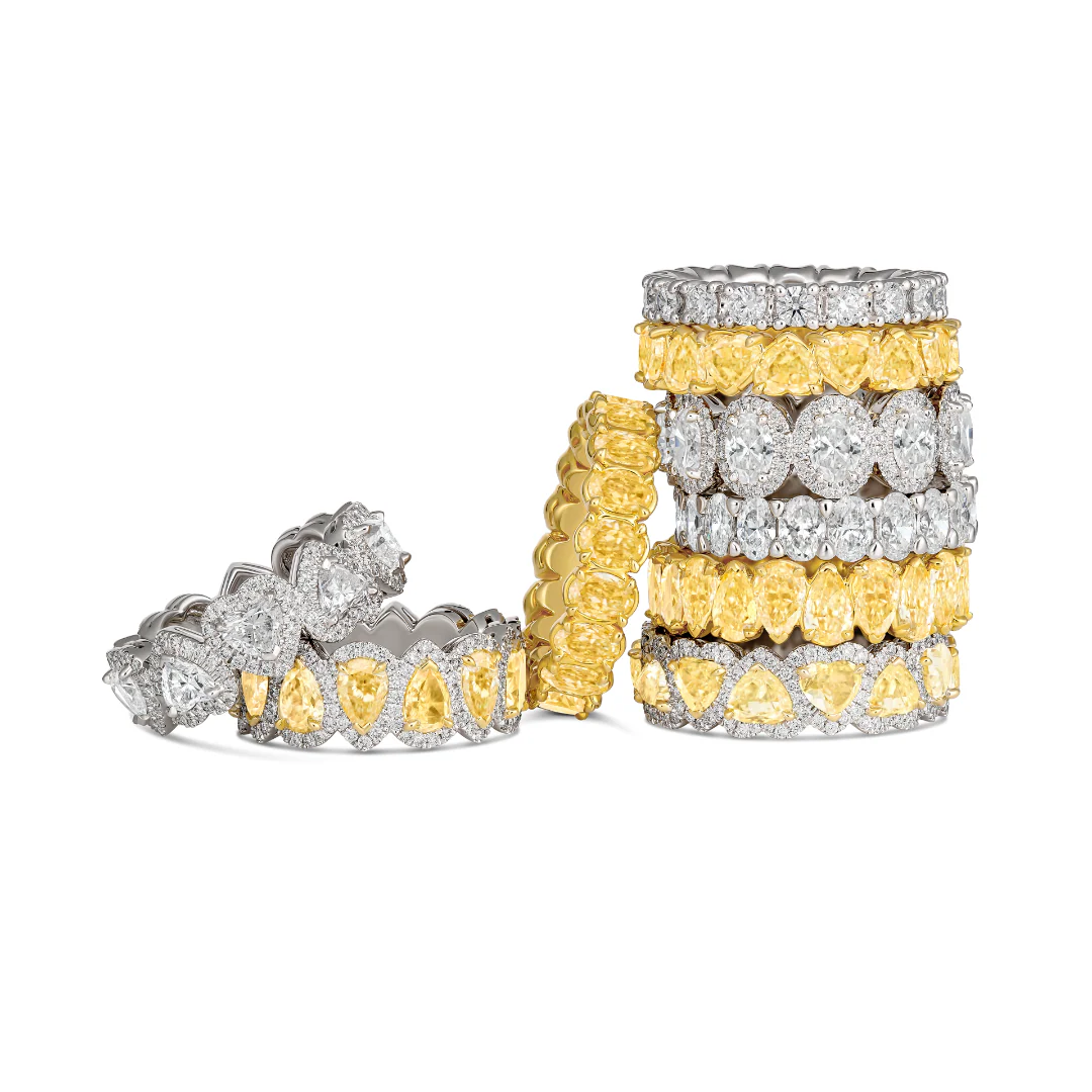 Riviera Heart Shaped Fancy Yellow Diamond Eternity Ring | 18K Yellow Gold - Image 6