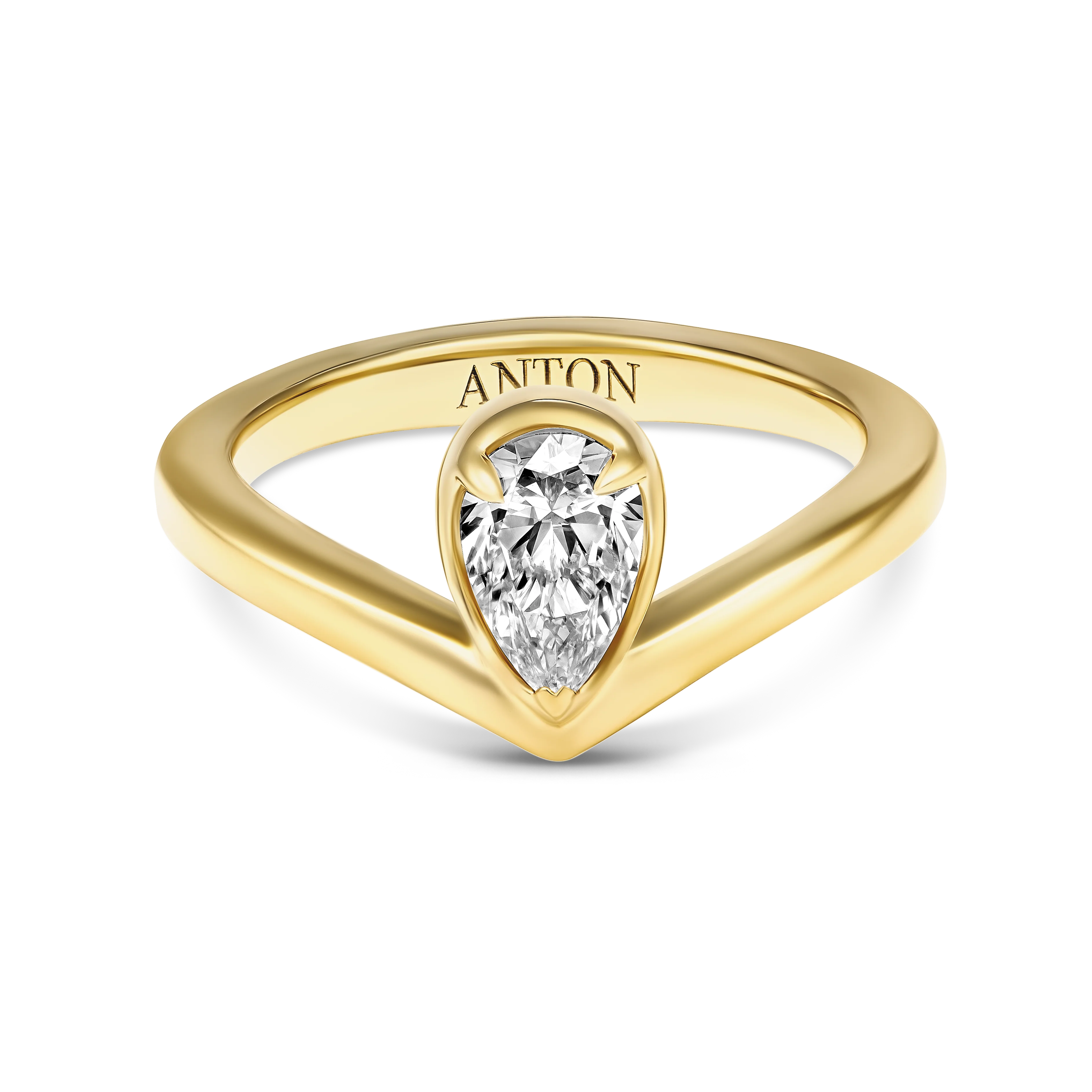 Luminous Floating Pear Natural Diamond Ring | 18k Yellow Gold