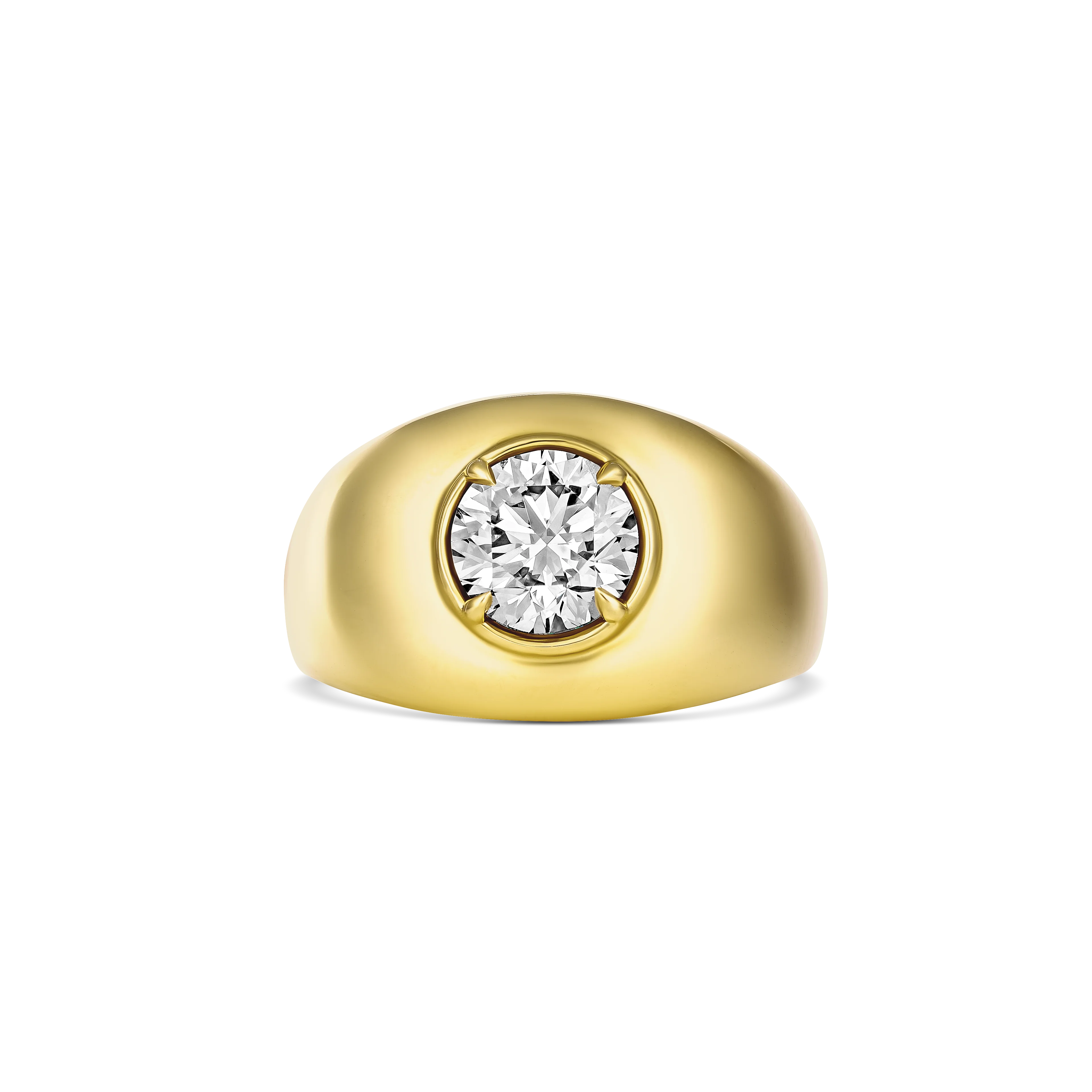 Luminous Round Brilliant Cut Natural Diamond Ring | 18K Yellow Gold