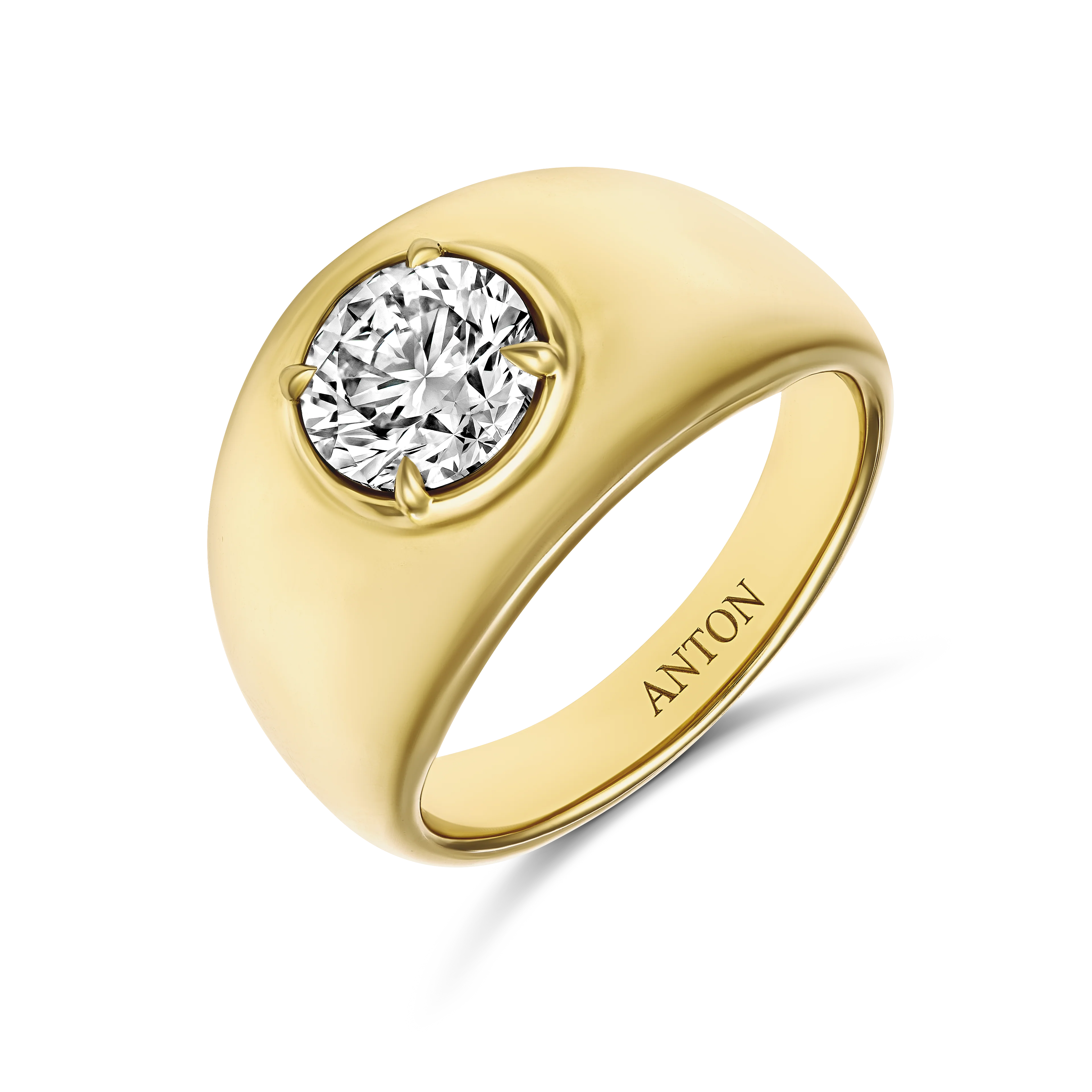Luminous Round Brilliant Cut Natural Diamond Ring | 18K Yellow Gold - Image 2