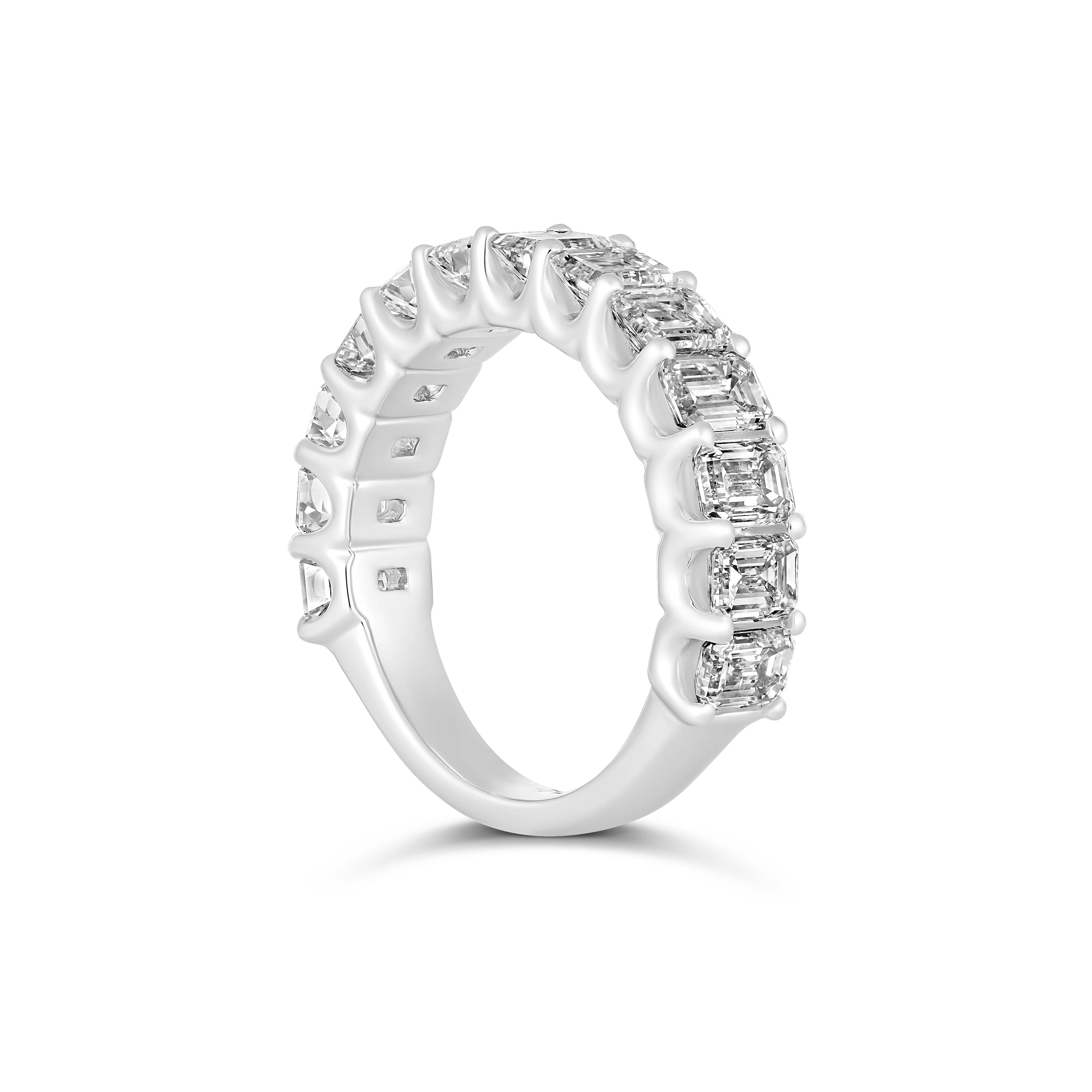 Riviera Vivid Emerald Cut Natural Diamond Half Eternity Wedding Band | Platinum - Image 4
