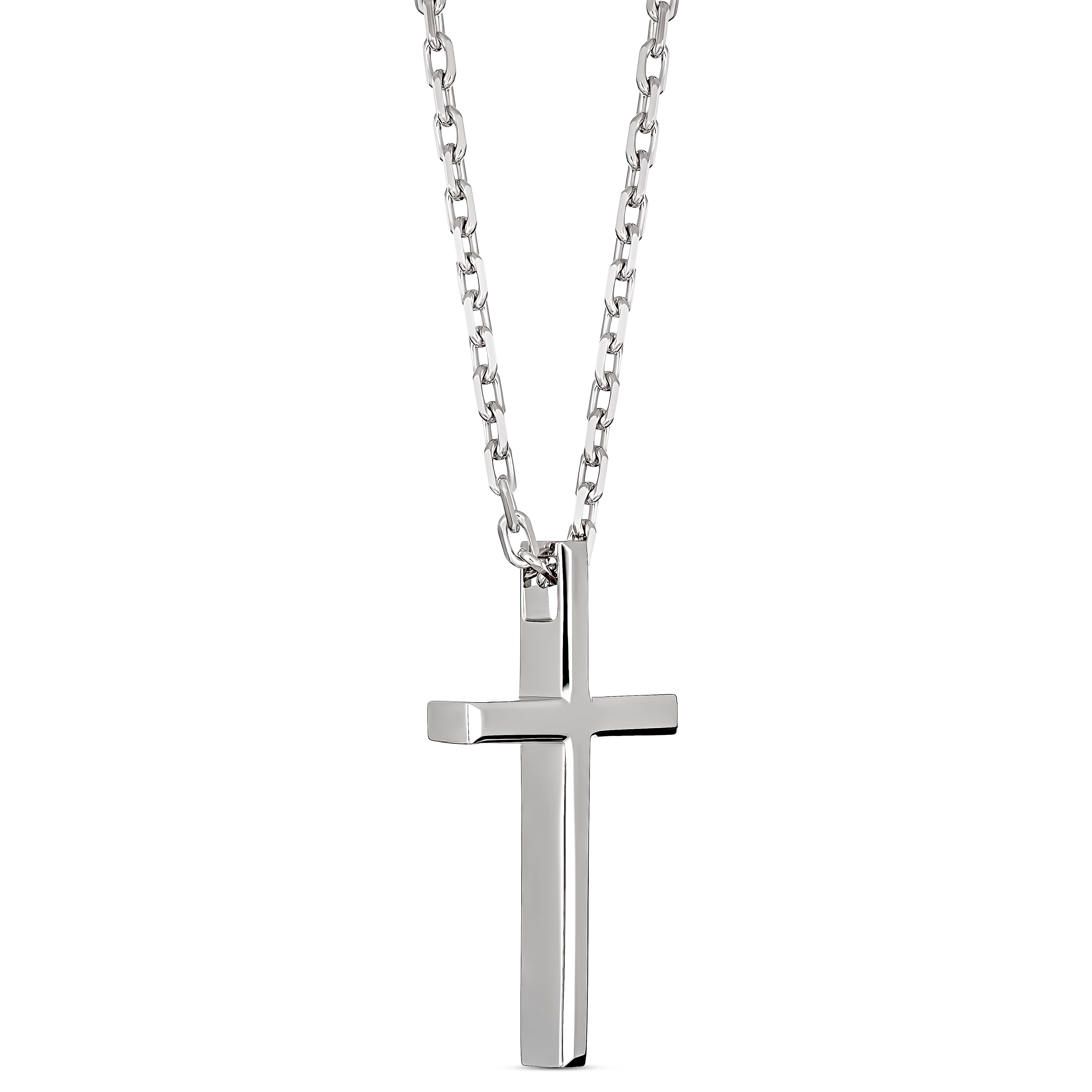 Saint Solid Gold Cross Necklace | 18K White Gold - Image 4