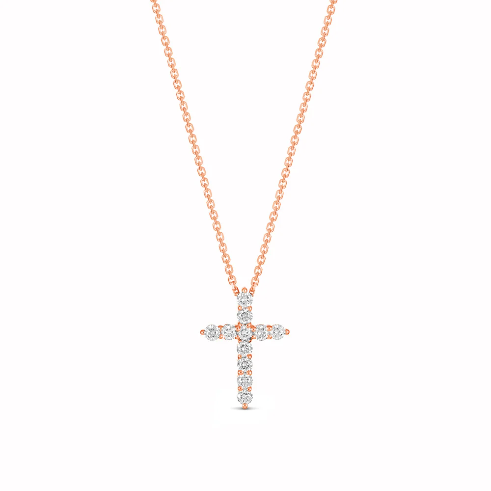 Stella Diamond Cross Necklace | Rose Gold - Image 5